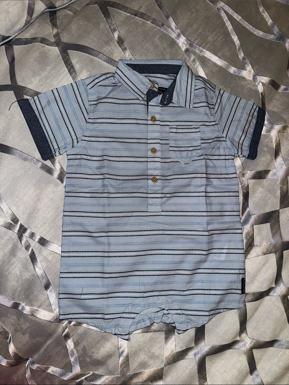 Ben Sherman Light Blue Striped Button-Down Romper NWOT